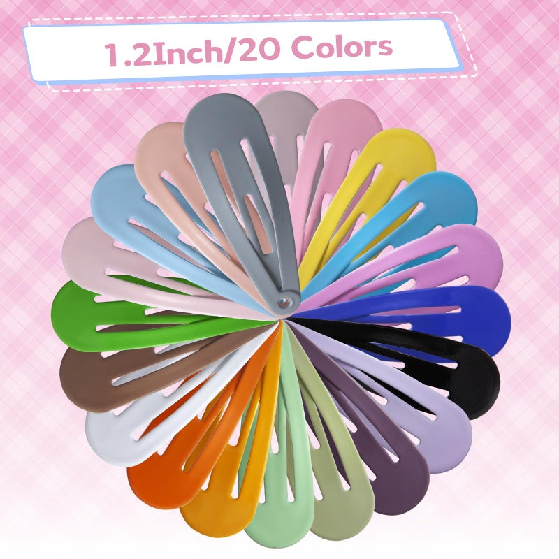SLYFTE Upgrade Snap Mini Hair Clips - 100PCS Kids Metal Non Slip Hair Bow Clips for Girls Toddlers Hair Accessories(1.2 Inch 20 Colors) - Image 2